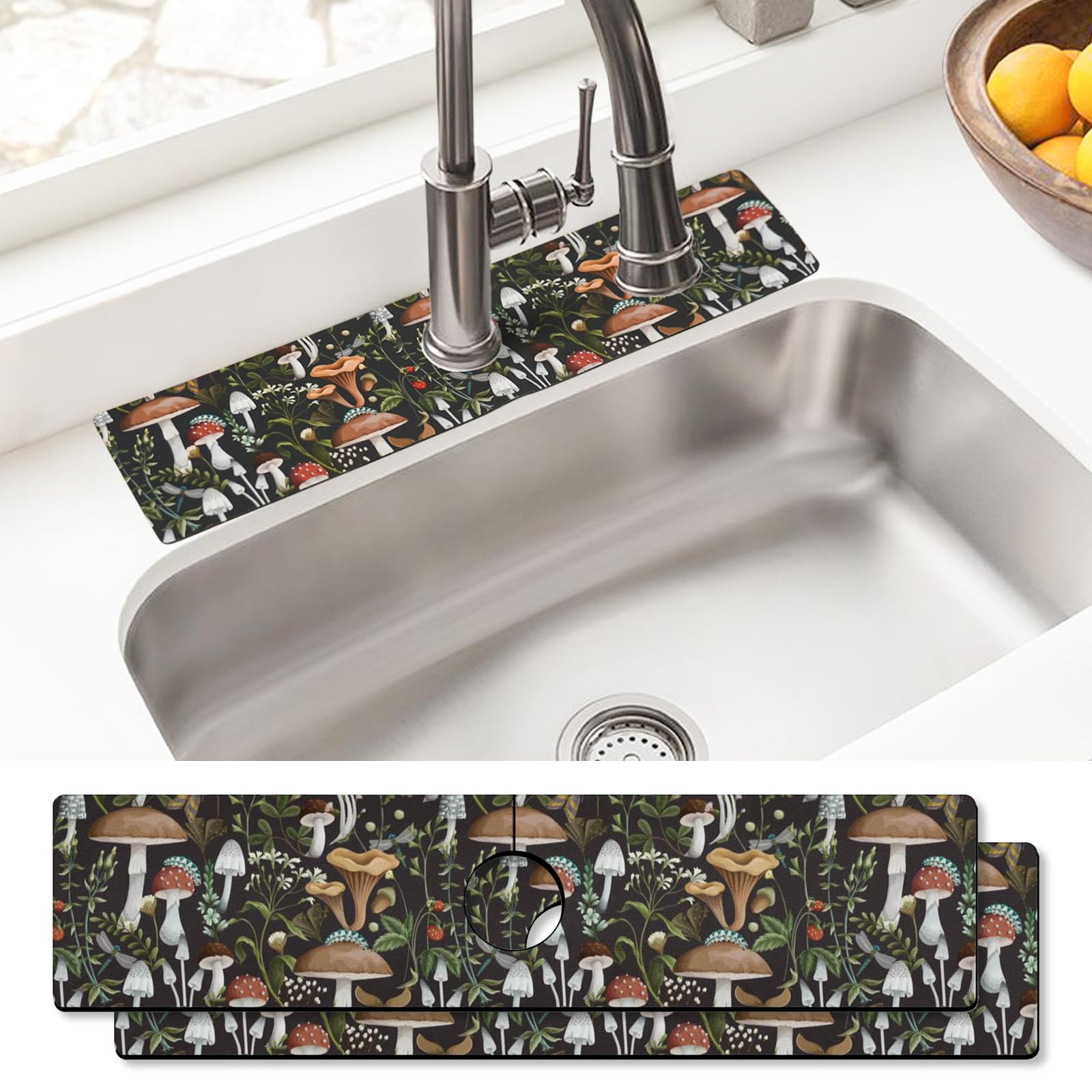 Sink Faucet Absorbing Mat, 2 Pack Drying Mat Around Faucet Sink Splash Guard Behind Faucet Sinkmat For Kitchen Bathroom Island Rv 24 * 5.5 Inch (60 * 14 cm)